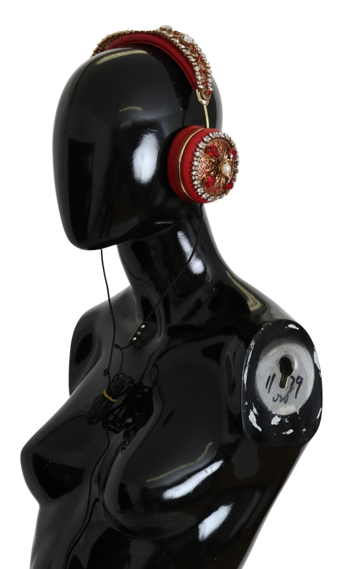 FRENDS Leather Red Floral Crystal Headset Headphones-Dolce & Gabbana-LabelTerrace.com