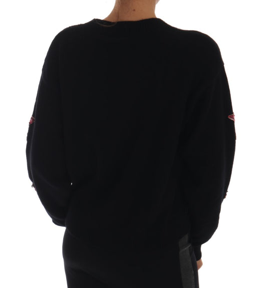 Fairy Tale Crystal Black Cashmere Sweater-Dolce & Gabbana-LabelTerrace.com
