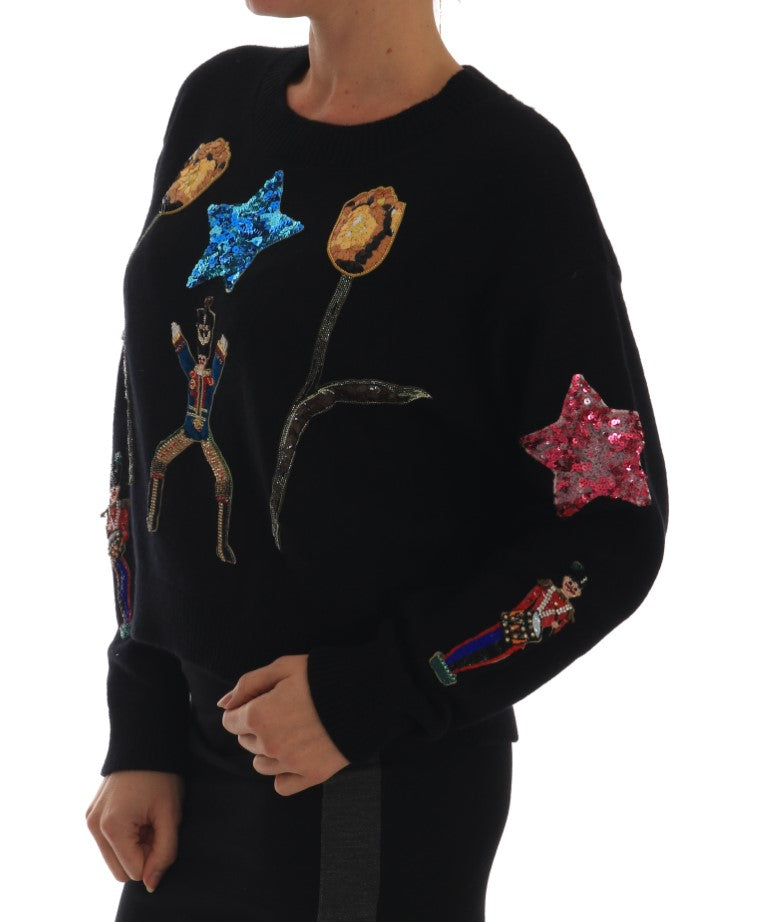 Fairy Tale Crystal Black Cashmere Sweater-Dolce & Gabbana-LabelTerrace.com