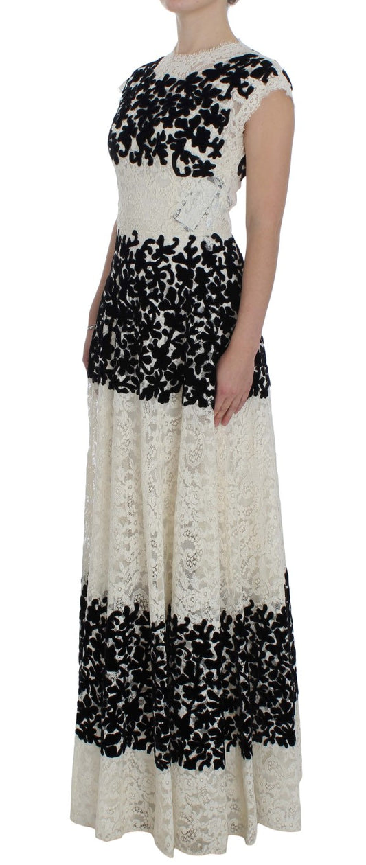 Floral Lace Ricamo Long Ball Maxi Dress-Dolce & Gabbana-LabelTerrace.com
