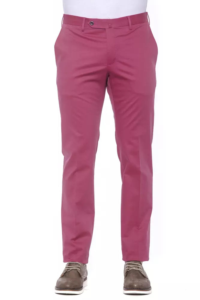 Fuchsia Cotton Men Trouser-PT Torino-LabelTerrace.com