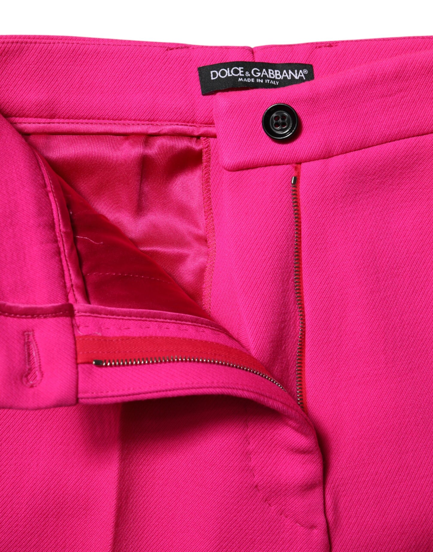Fuchsia Pink HighWaist Tapered Trouser Pants-Dolce & Gabbana-LabelTerrace.com