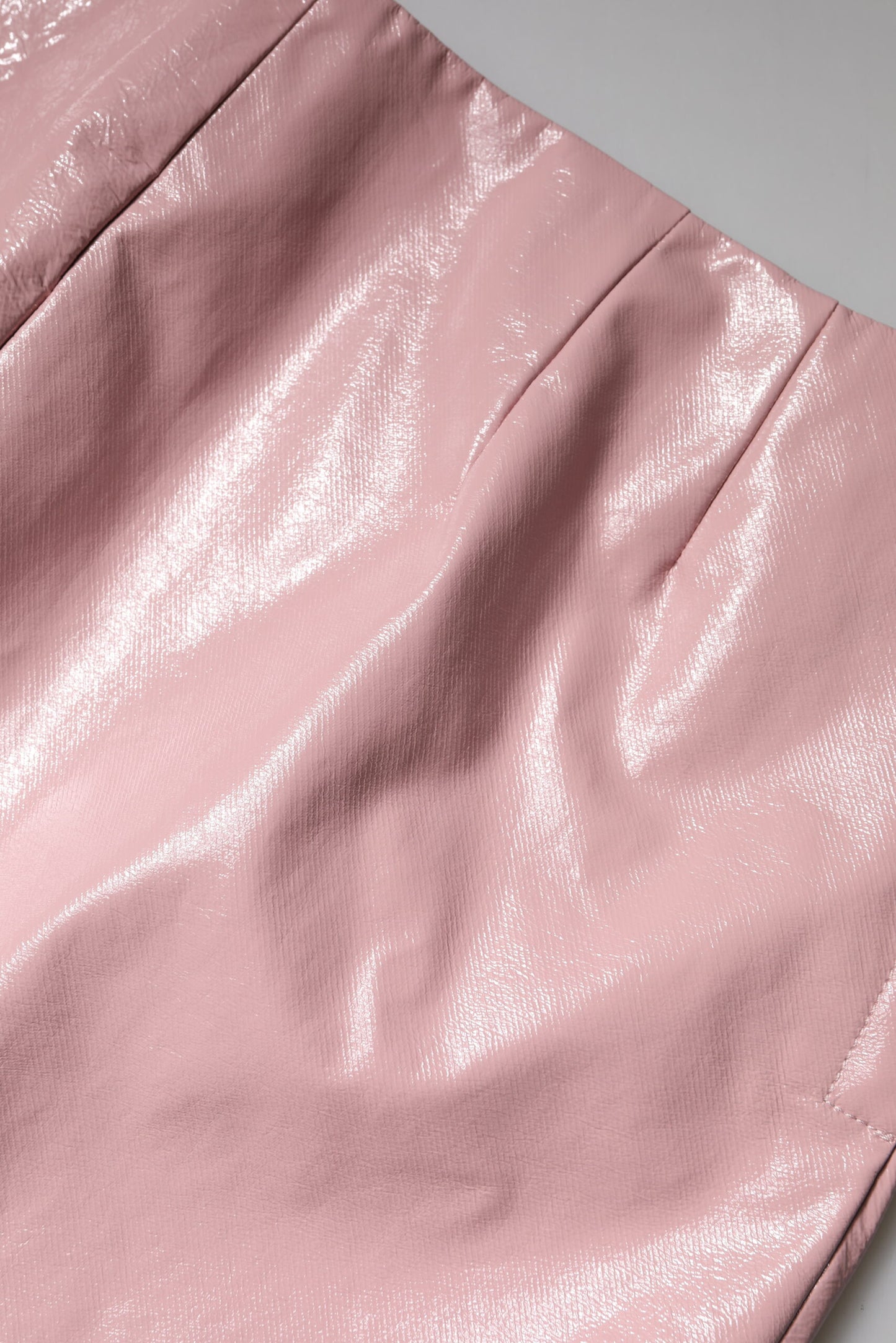 Glossy Pink Cotton High Waist Mini Skirt-Dolce & Gabbana-LabelTerrace.com