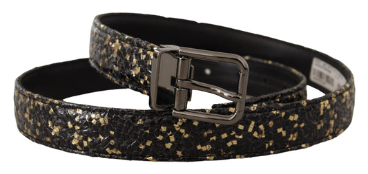 Gold Black Two-toned Leather Chrome Buckle Belt-Dolce & Gabbana-LabelTerrace.com