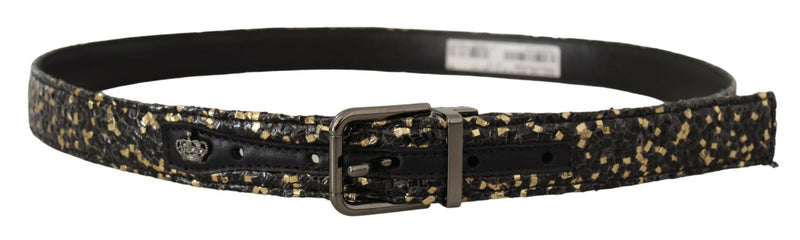 Gold Black Two-toned Leather Chrome Buckle Belt-Dolce & Gabbana-LabelTerrace.com
