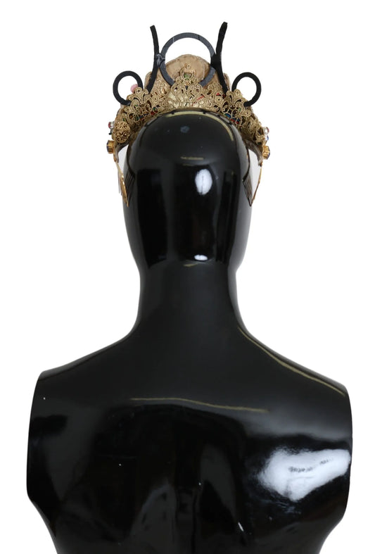 Gold Brass Floral Crystals LED Lights Crown Tiara Diadem-Dolce & Gabbana-LabelTerrace.com