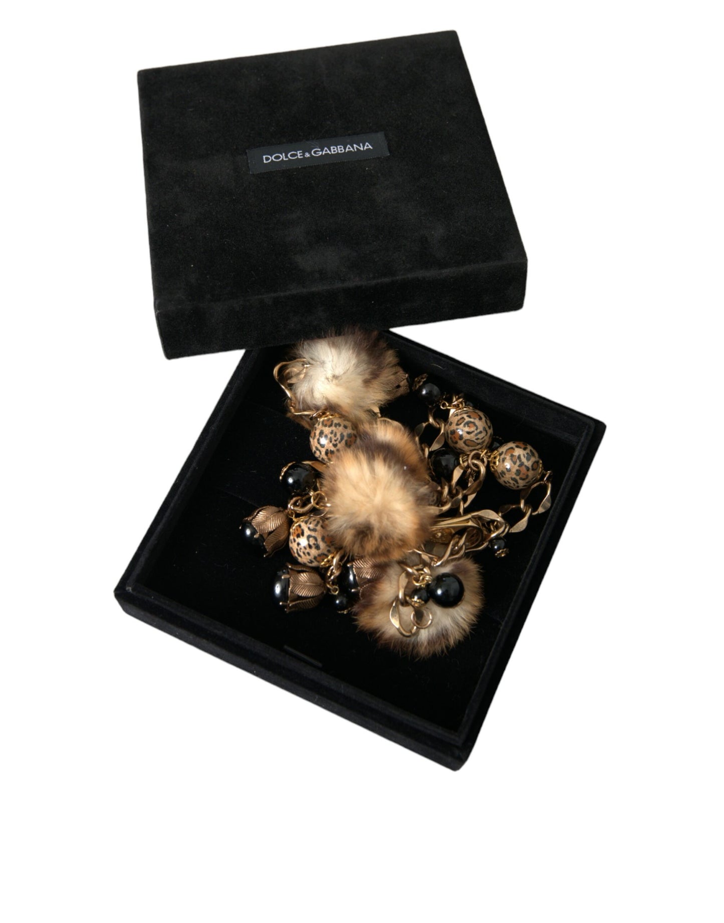 Gold Brass Leopard Fur Pearl Collier Chain Belt-Dolce & Gabbana-LabelTerrace.com
