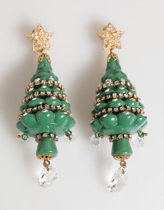 Gold Brass Multicolour Christmas Tree Earrings-Dolce & Gabbana-LabelTerrace.com
