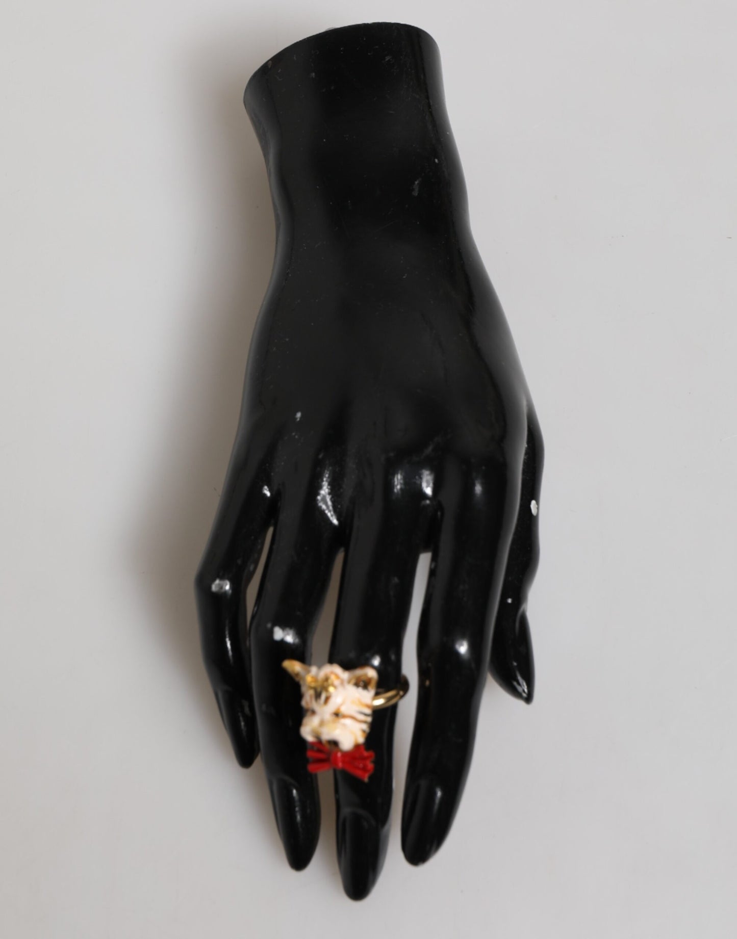 Gold Brass Resin Beige Dog Pet Accessory Ring-Dolce & Gabbana-LabelTerrace.com