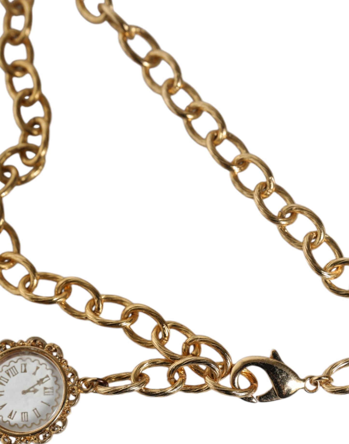 Gold Chain Brass Crystal Clock Statement Necklace-Dolce & Gabbana-LabelTerrace.com