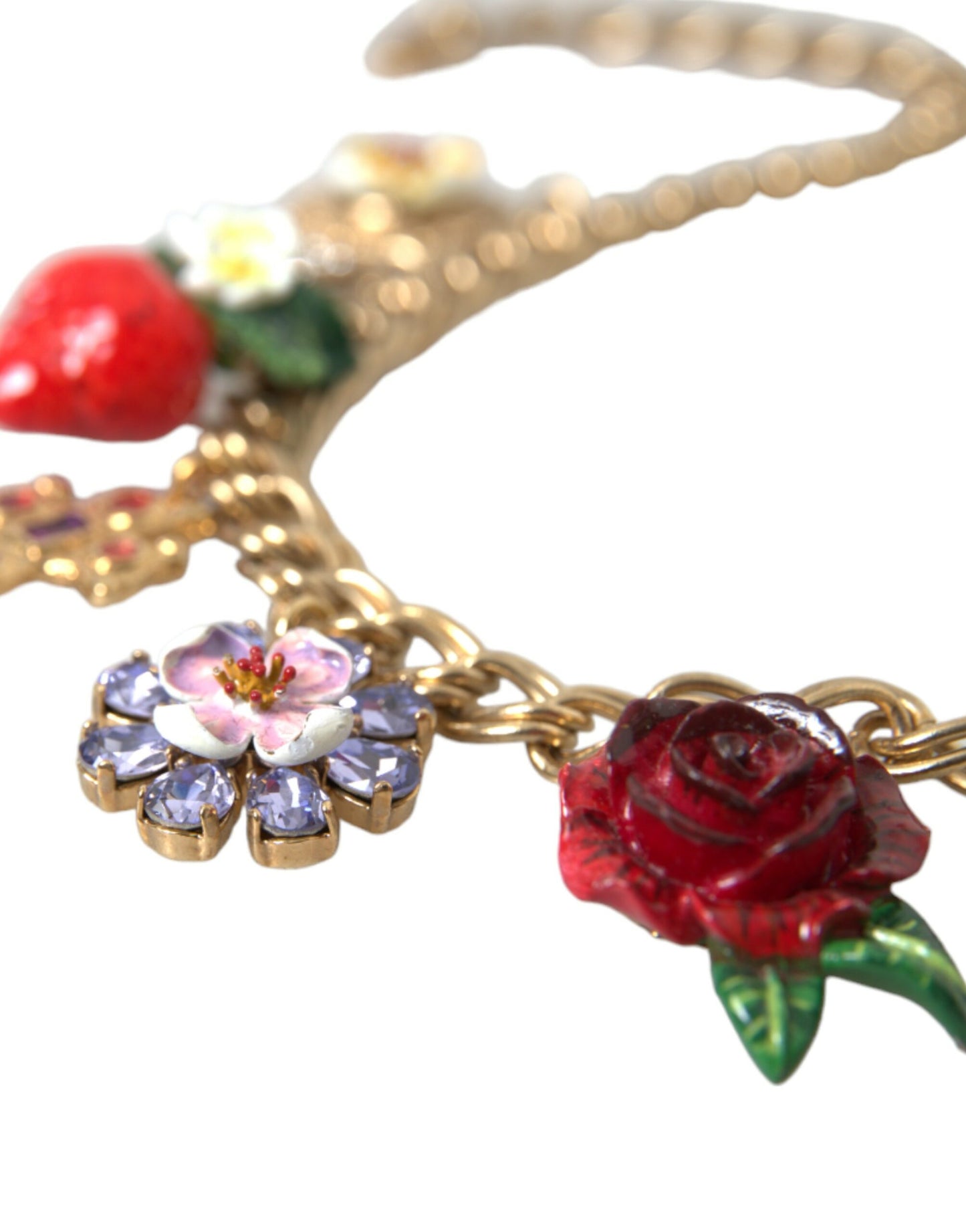 Gold Chain Rose Cross Strawberry Star Pendant Necklace-Dolce & Gabbana-LabelTerrace.com