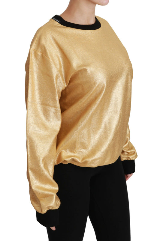 Gold Cotton Crewneck Pullover Sweater-Dolce & Gabbana-LabelTerrace.com