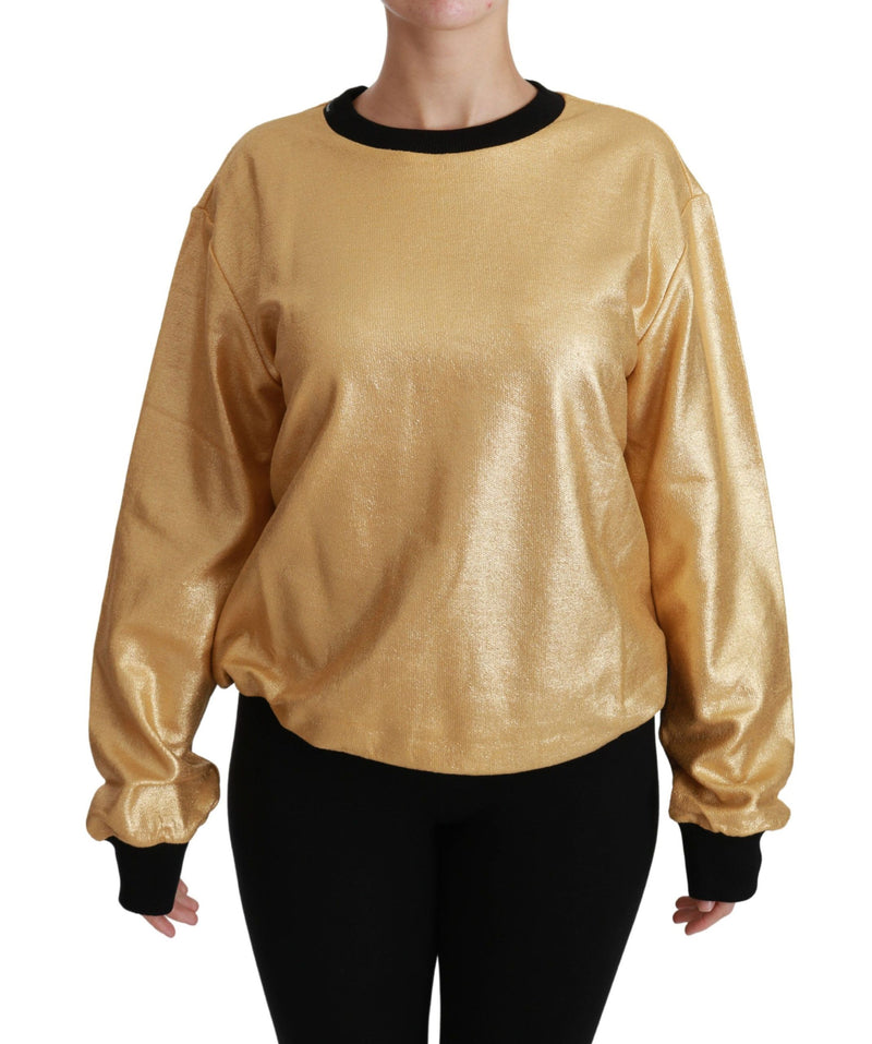 Gold Cotton Crewneck Pullover Sweater-Dolce & Gabbana-LabelTerrace.com