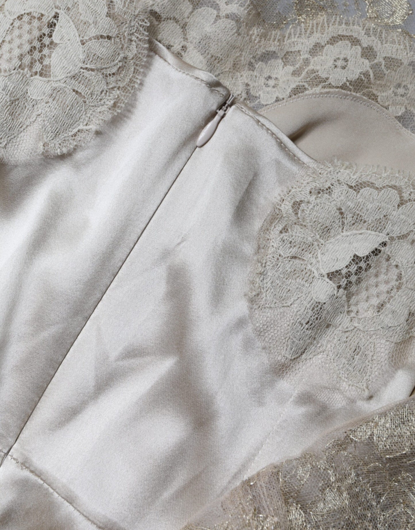 Gold Floral Lace A-line Sheath Mini Dress-Dolce & Gabbana-LabelTerrace.com