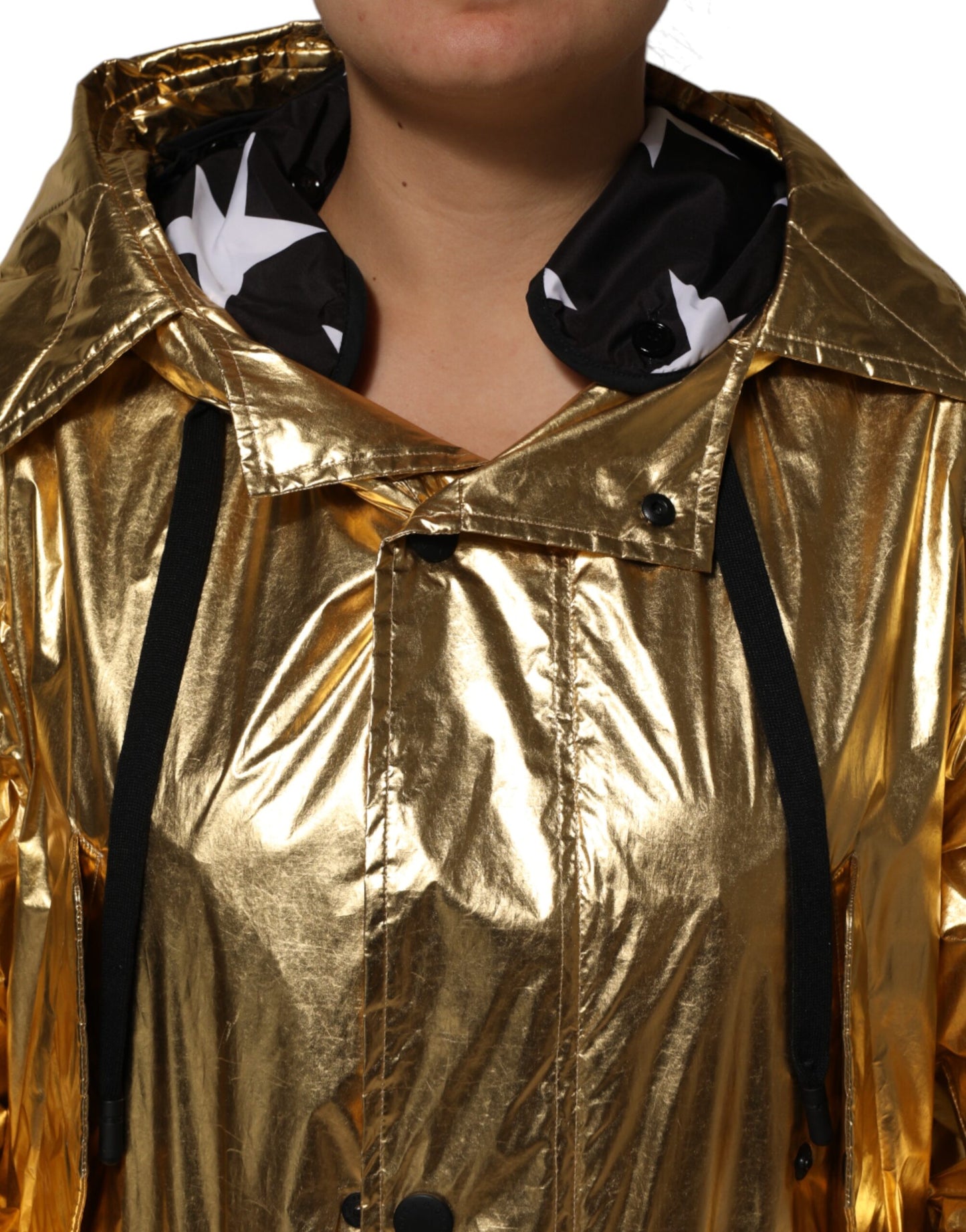 Gold Hooded Long Sleeves Trench Coat Jacket-Dolce & Gabbana-LabelTerrace.com