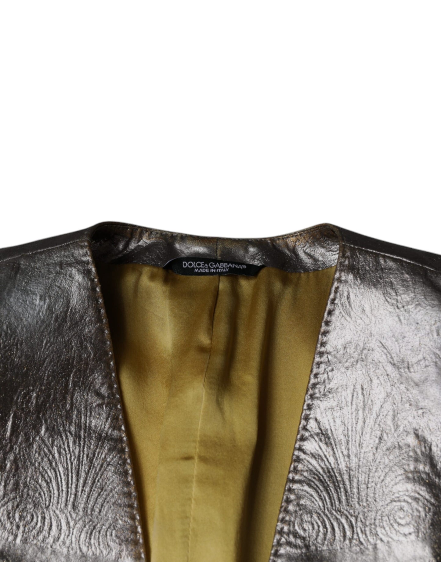 Gold Jacquard Single Breasted Dress Blazer-Dolce & Gabbana-LabelTerrace.com