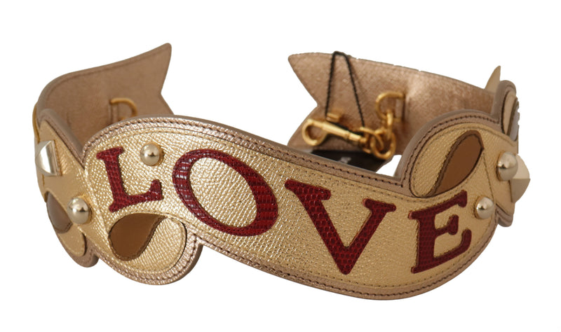 Gold Leather LOVE Patch Bag Shoulder Strap-Dolce & Gabbana-LabelTerrace.com