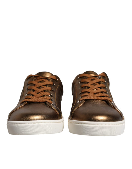 Gold Leather Logo London Men Sneaker Shoes-Dolce & Gabbana-LabelTerrace.com