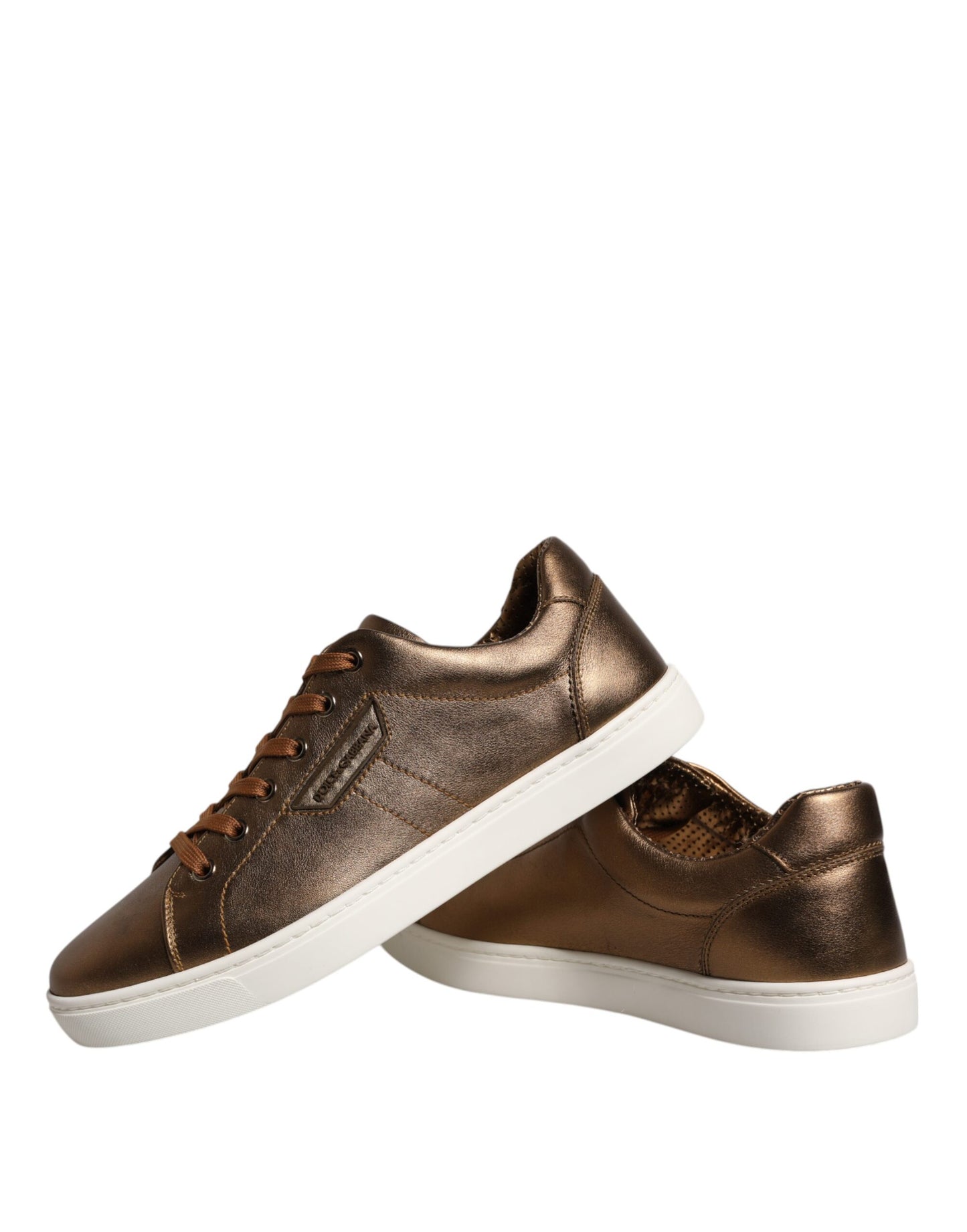Gold Leather Logo London Men Sneaker Shoes-Dolce & Gabbana-LabelTerrace.com