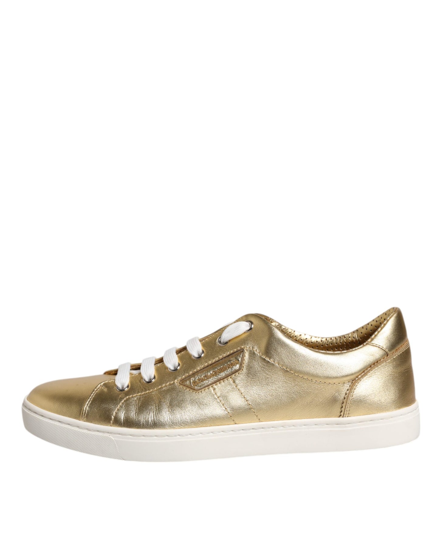 Gold Leather Logo London Men Sneakers Shoes-Dolce & Gabbana-LabelTerrace.com