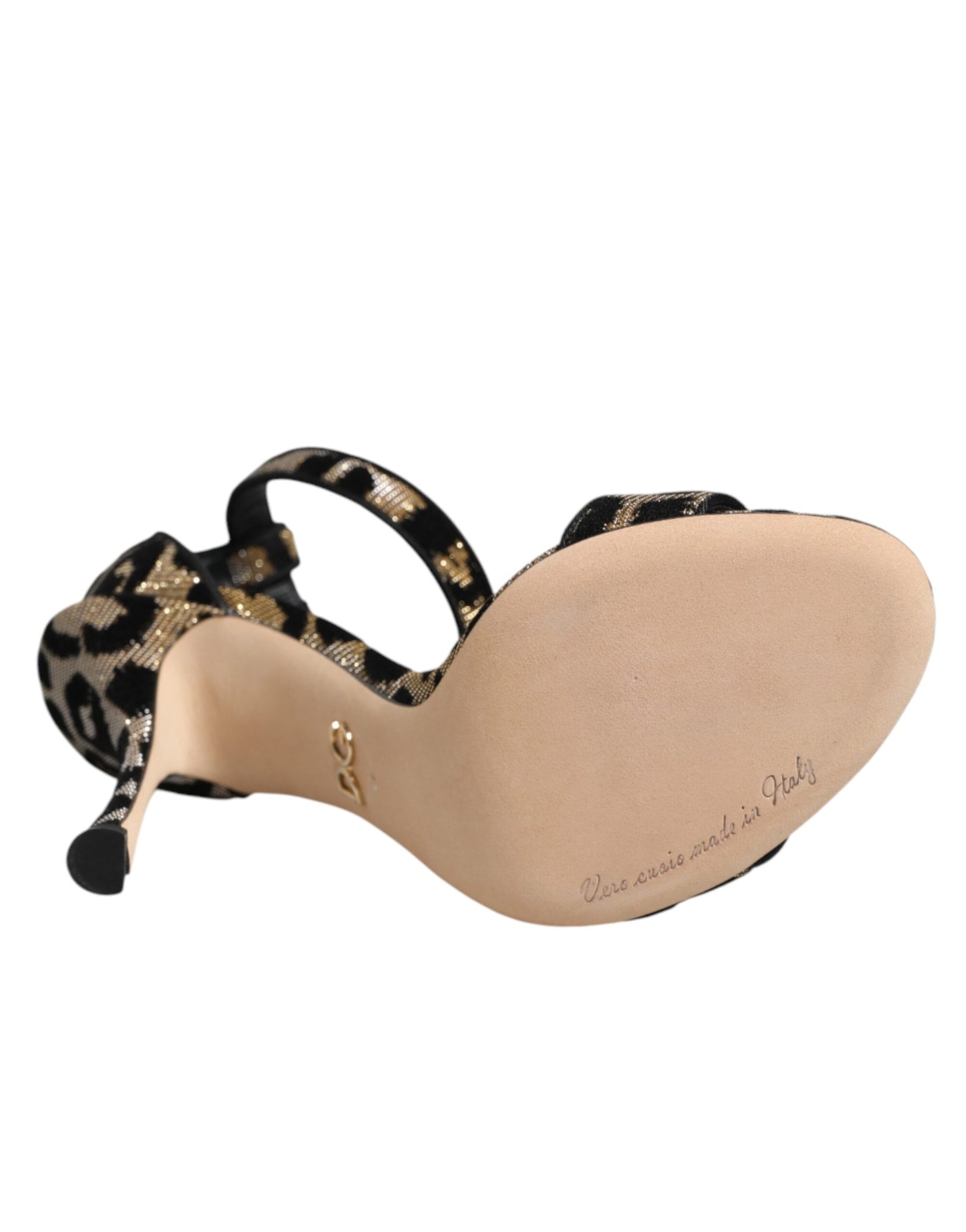 Gold Leopard Ankle Strap Heels Sandals Shoes