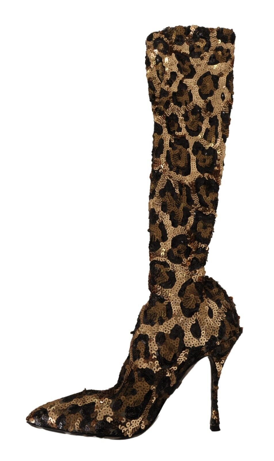 Gold Leopard Sequins Heels Boots Shoes-Dolce & Gabbana-LabelTerrace.com