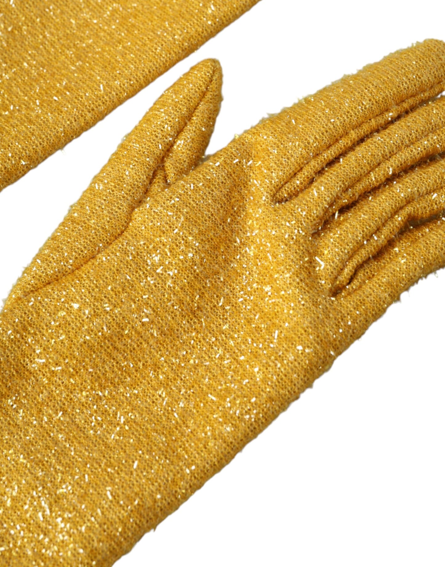 Gold Lurex Fantasia Mid Arm Length Gloves-Dolce & Gabbana-LabelTerrace.com