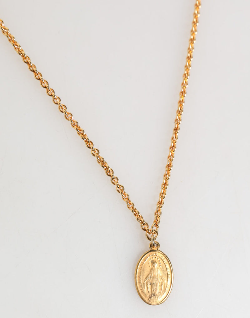 Gold Medallion Metal Chain Charm Men Pendant Necklace-Dolce & Gabbana-LabelTerrace.com