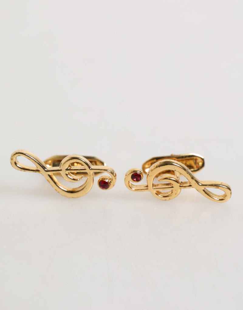 Gold Musical Note Metal Brass Pin Men Accessory Cufflinks-Dolce & Gabbana-LabelTerrace.com