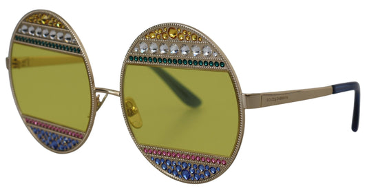 Gold Oval Metal Crystals Shades DG2209B Sunglasses-Dolce & Gabbana-LabelTerrace.com