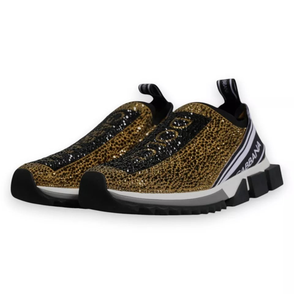 Gold Rhinestones Sorrento Sneakers Shoes-Dolce & Gabbana-LabelTerrace.com