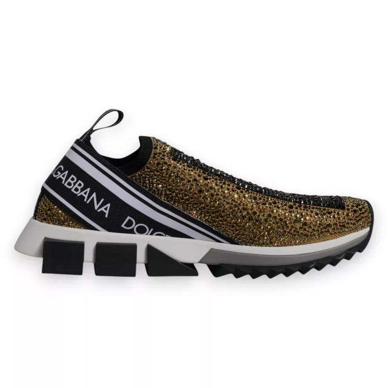 Gold Rhinestones Sorrento Sneakers Shoes-Dolce & Gabbana-LabelTerrace.com