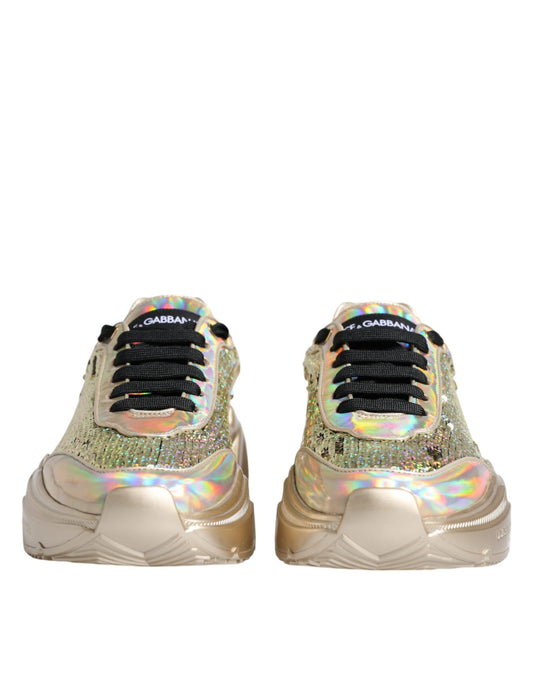 Gold Sequin Iridiscent Daymaster Sneakers Shoes-Dolce & Gabbana-LabelTerrace.com