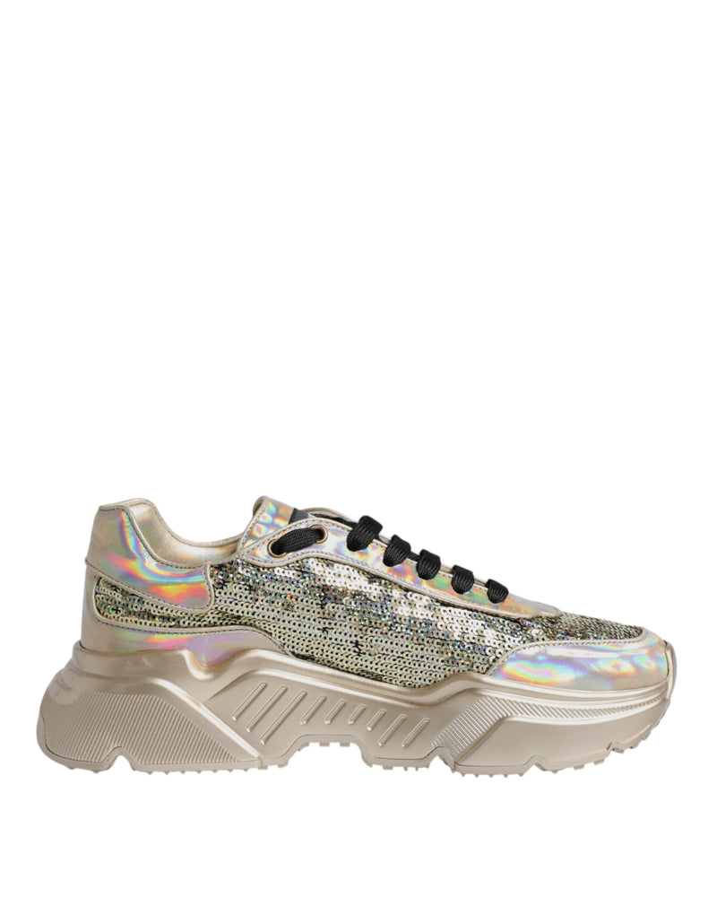 Gold Sequin Iridiscent Daymaster Sneakers Shoes-Dolce & Gabbana-LabelTerrace.com