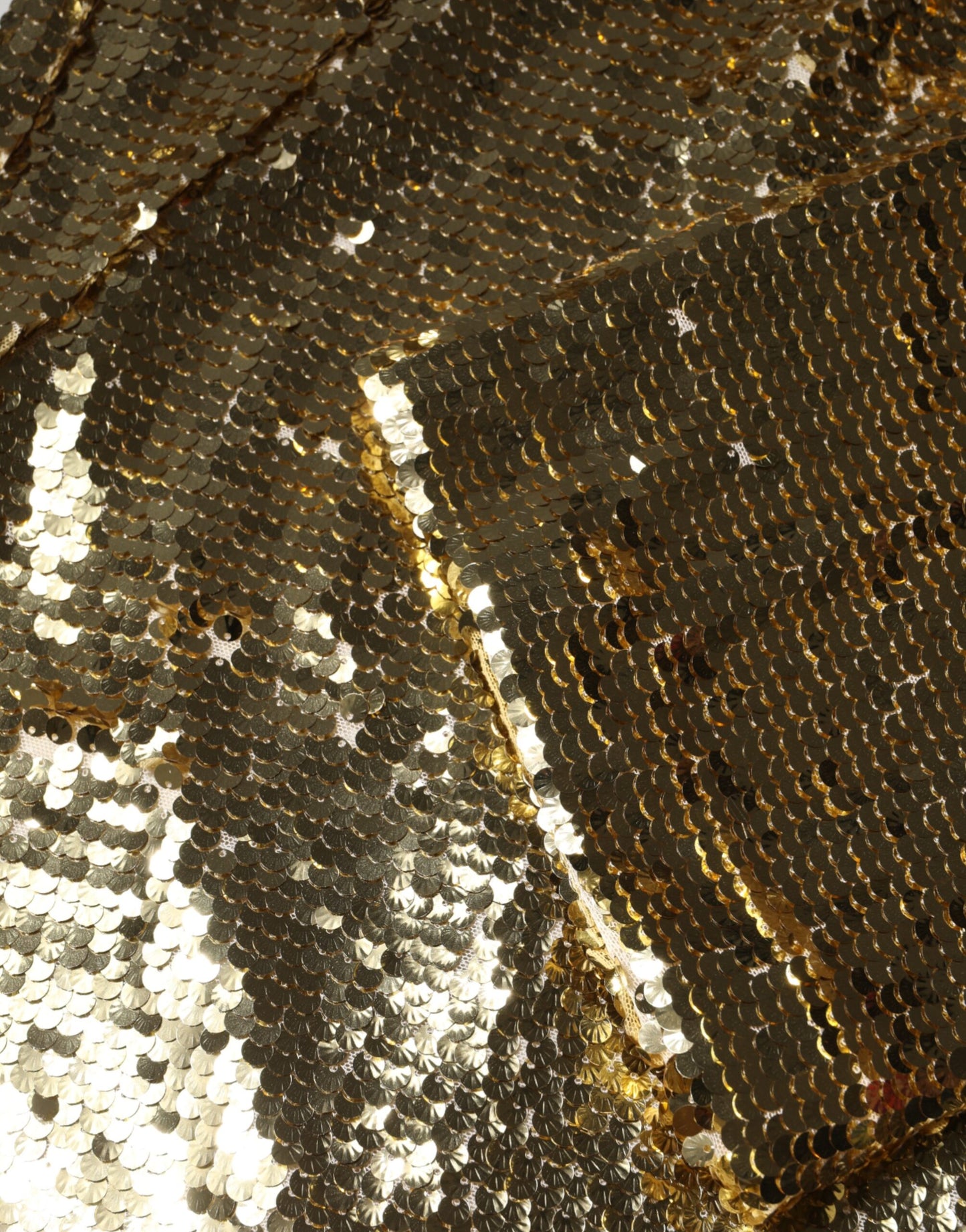 Gold Sequin Long Sleeve Mini Dress-Dolce & Gabbana-LabelTerrace.com