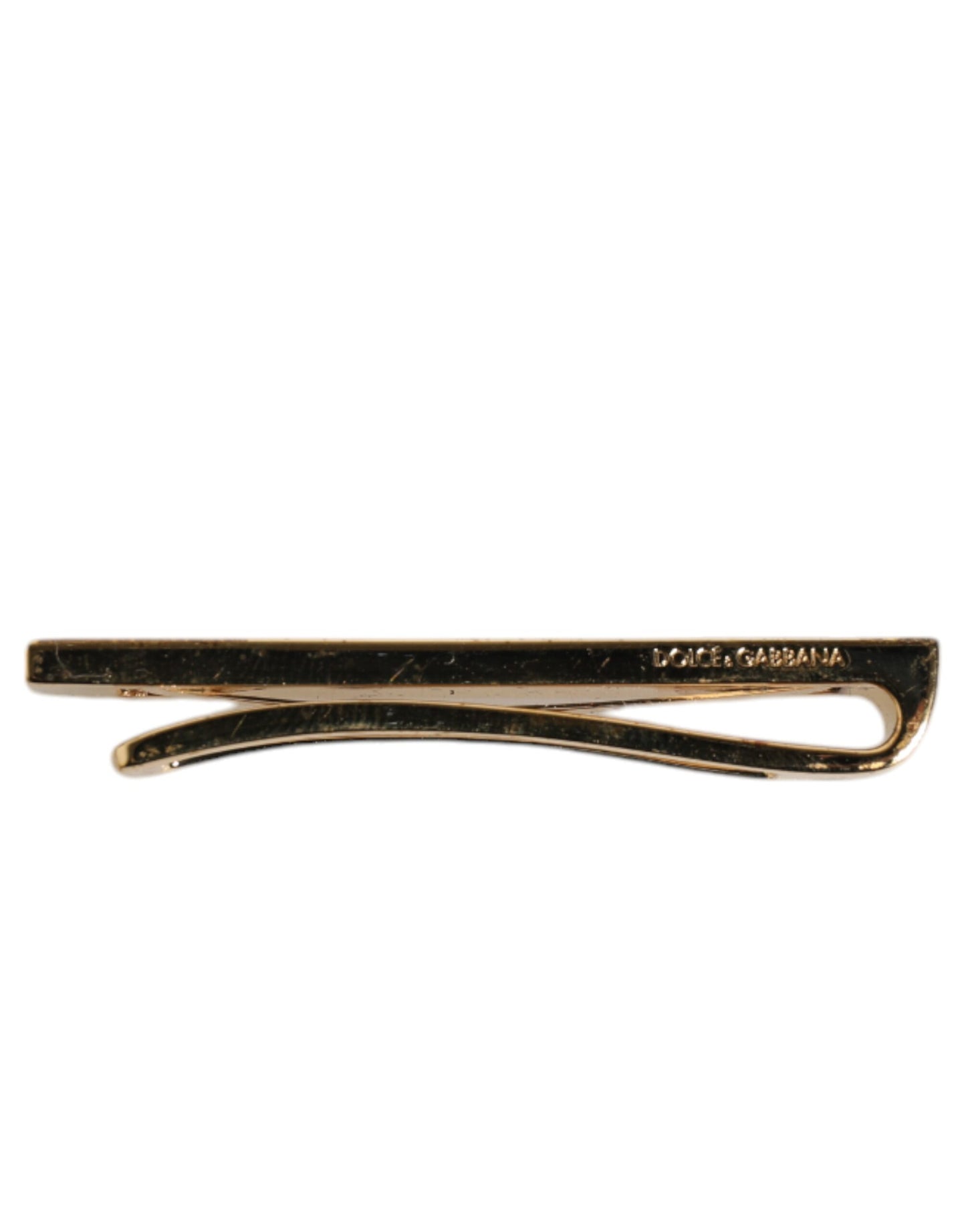 Gold Tone Brass Crystal Branded Accessory Tie Clip Bar-Dolce & Gabbana-LabelTerrace.com