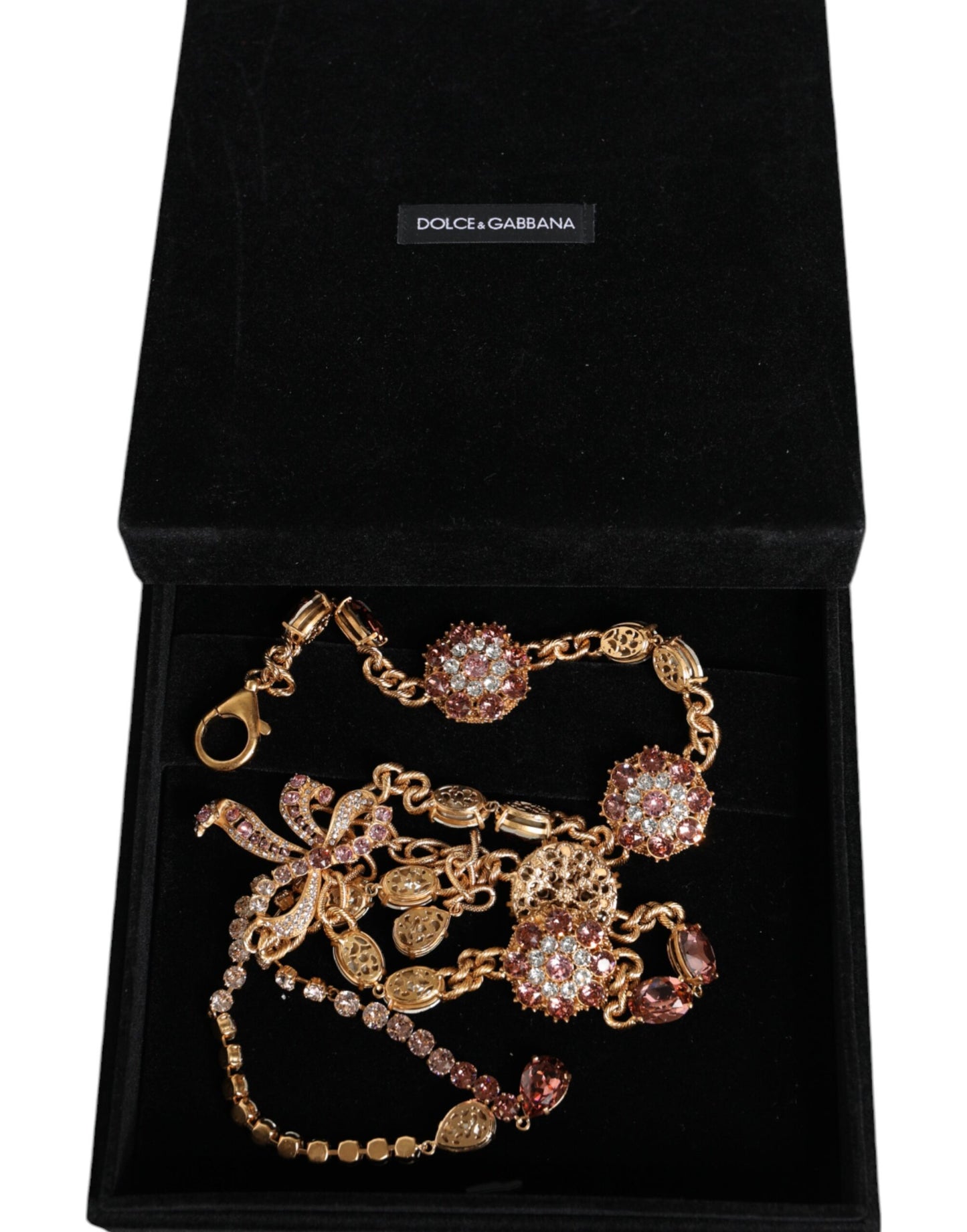 Gold Tone Brass Crystal Embellished Belt-Dolce & Gabbana-LabelTerrace.com