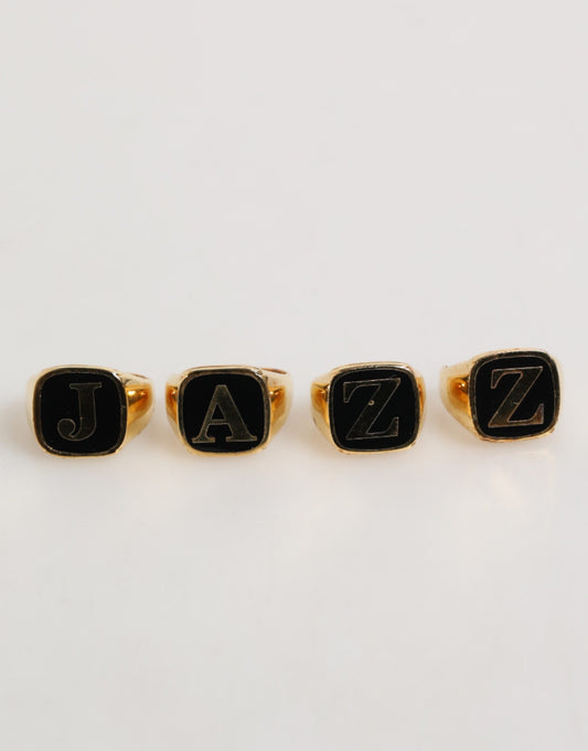 Gold Tone Brass JAZZ Letter Set 4 Pieces Adjustable Ring-Dolce & Gabbana-LabelTerrace.com