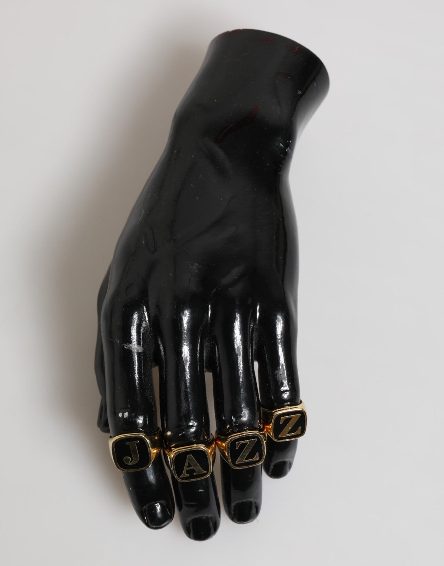 Gold Tone Brass JAZZ Letter Set 4 Pieces Adjustable Ring-Dolce & Gabbana-LabelTerrace.com