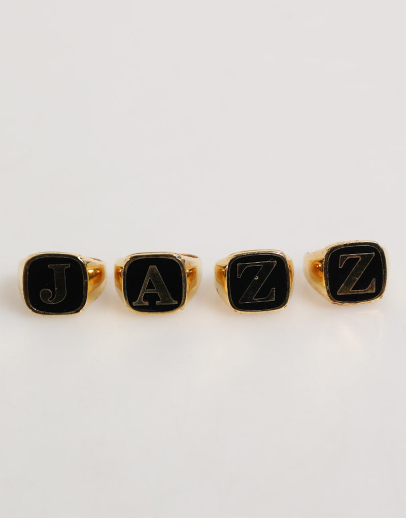 Gold Tone Brass JAZZ Letter Set 4 Pieces Adjustable Ring-Dolce & Gabbana-LabelTerrace.com