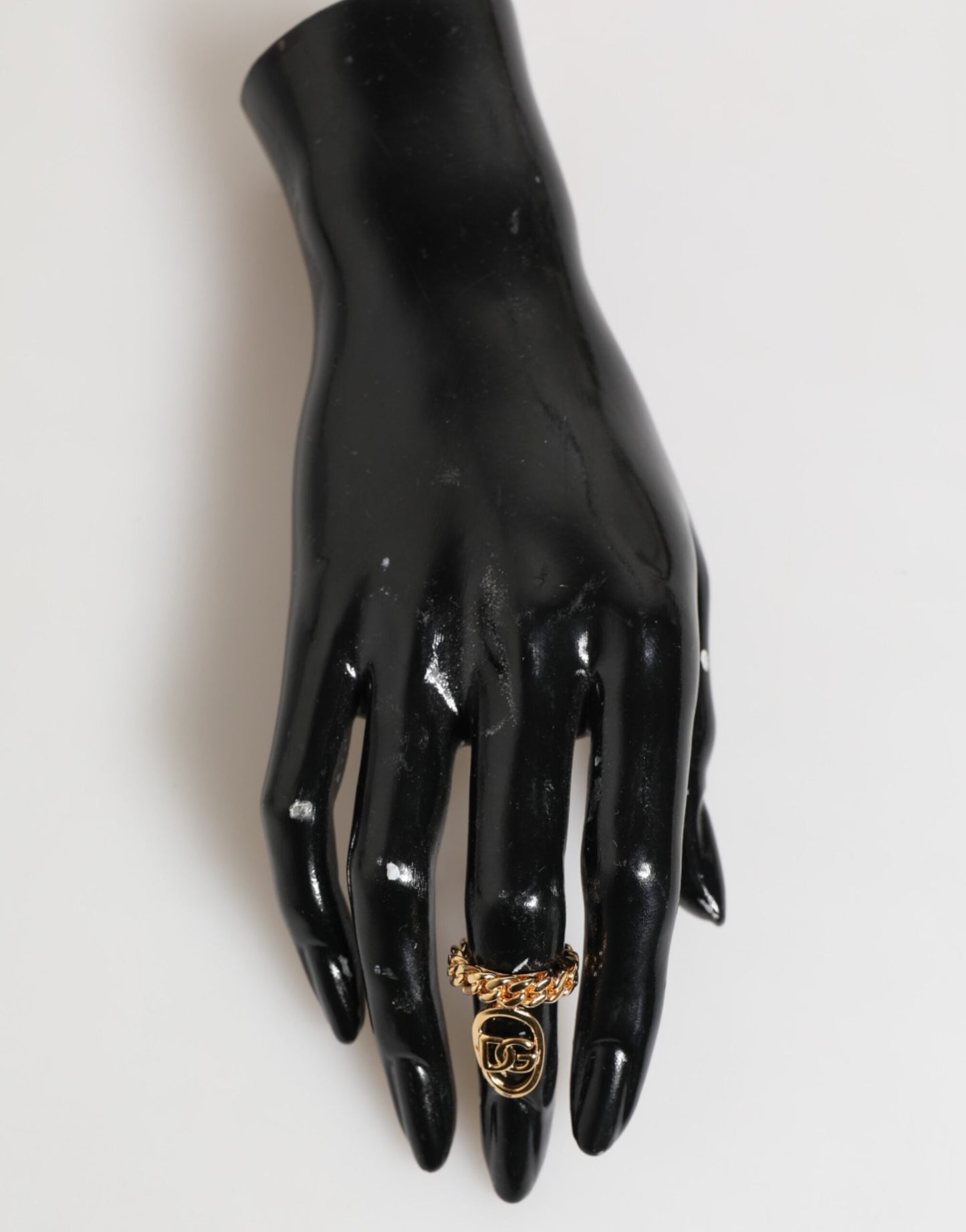 Gold Tone Brass Oval DG Logo Chain Adjustable Ring-Dolce & Gabbana-LabelTerrace.com