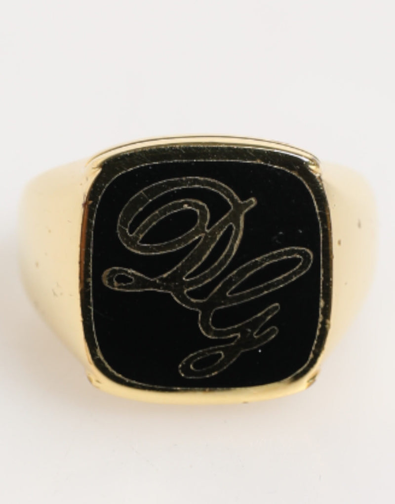 Gold Tone Enamel Brass Signet DG Logo Adjustable Ring-Dolce & Gabbana-LabelTerrace.com