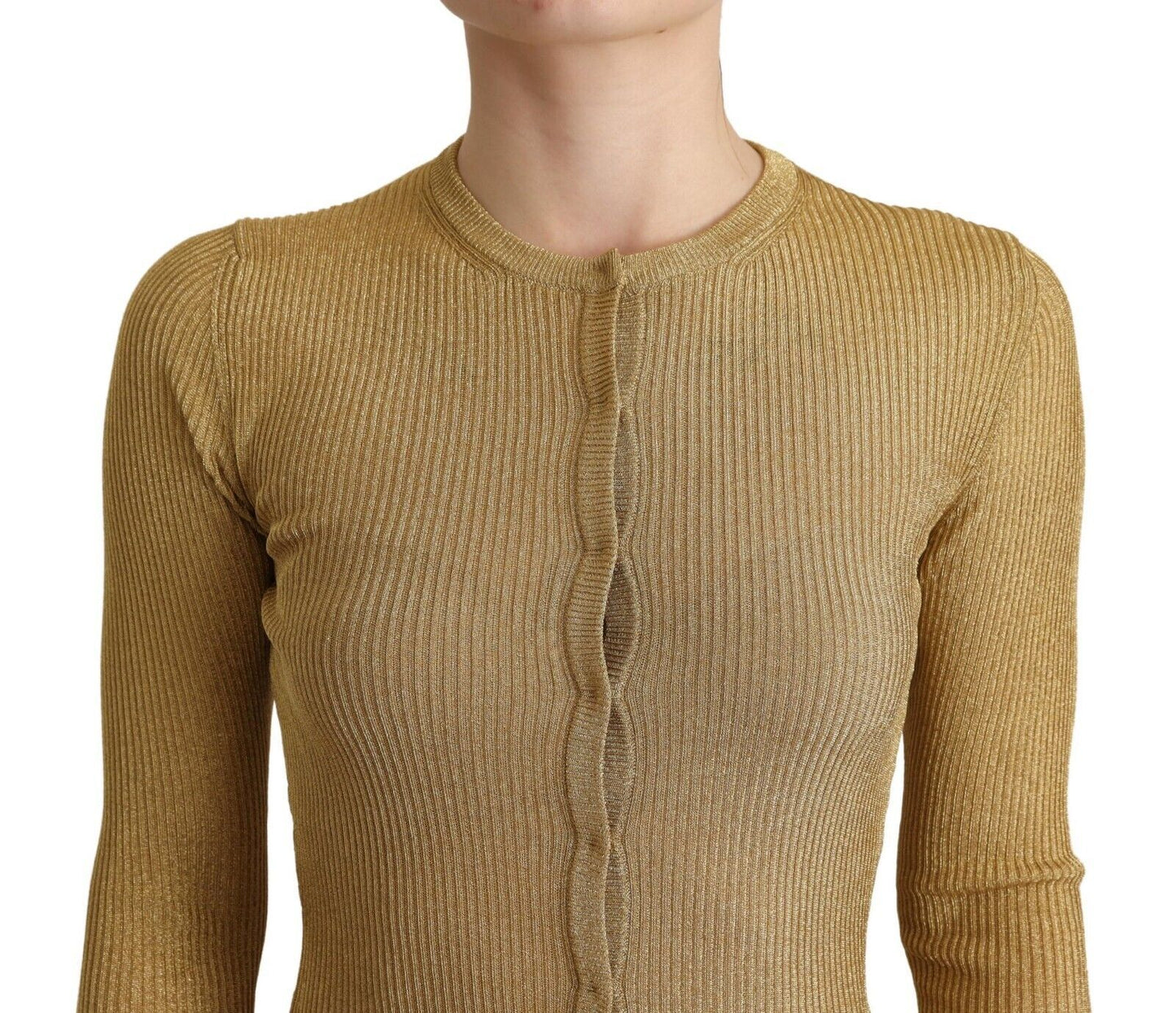 Gold Viscose Blend Buttons Cardigan Sweater-Dolce & Gabbana-LabelTerrace.com