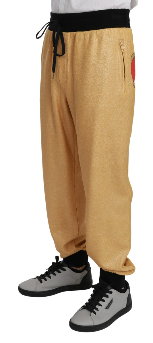 Gold Year Of The Pig Cotton Mens Pants-Dolce & Gabbana-LabelTerrace.com