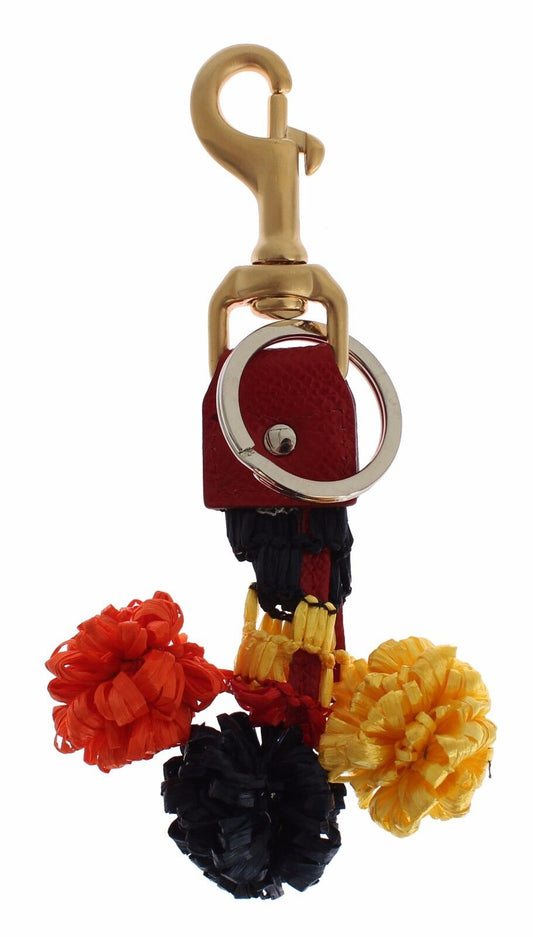 Gold Yellow Raffia Leather Clasp Finder Chain Keyring-Dolce & Gabbana-LabelTerrace.com