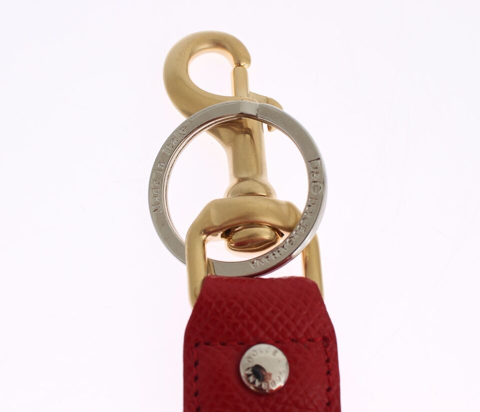 Gold Yellow Raffia Leather Clasp Finder Chain Keyring-Dolce & Gabbana-LabelTerrace.com