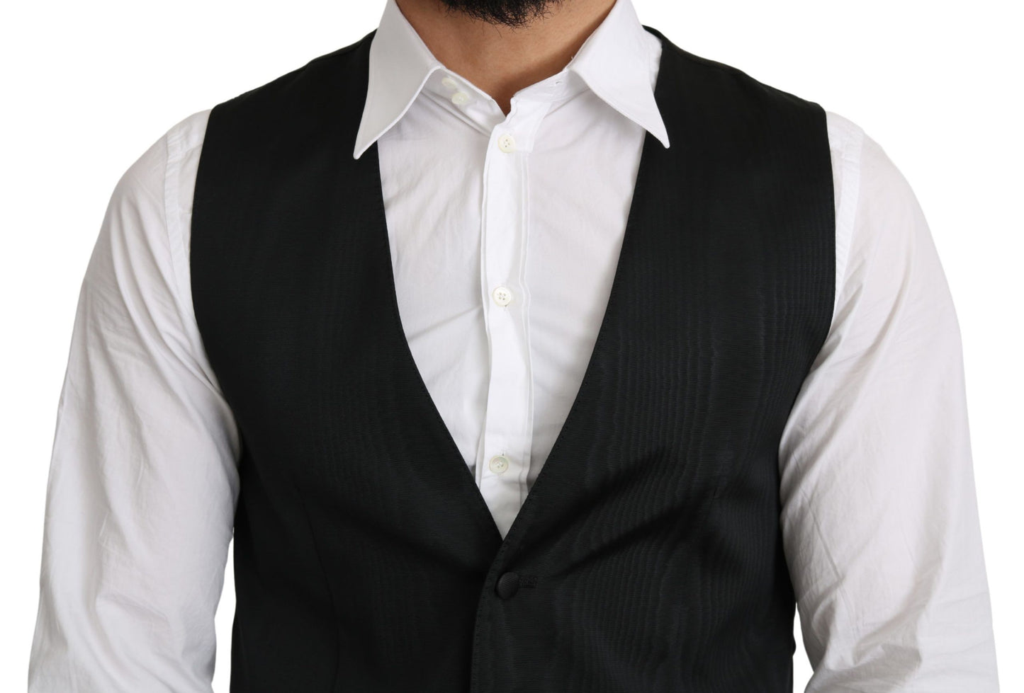 Gray 100% Silk Formal Coat Vest-Dolce & Gabbana-LabelTerrace.com