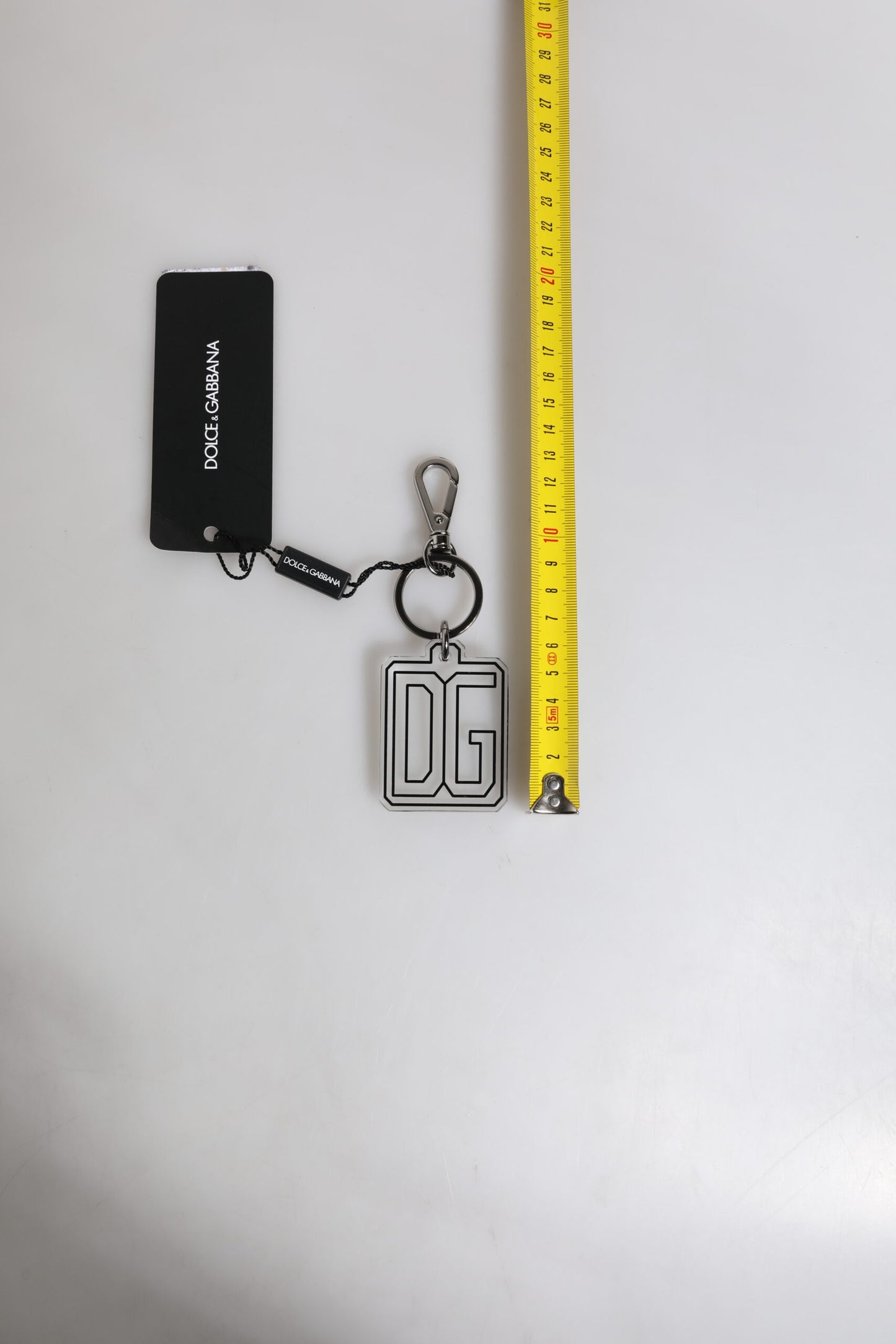 Gray Black DG Rubber Logo Silver Men's Keychain Keyring-Dolce & Gabbana-LabelTerrace.com