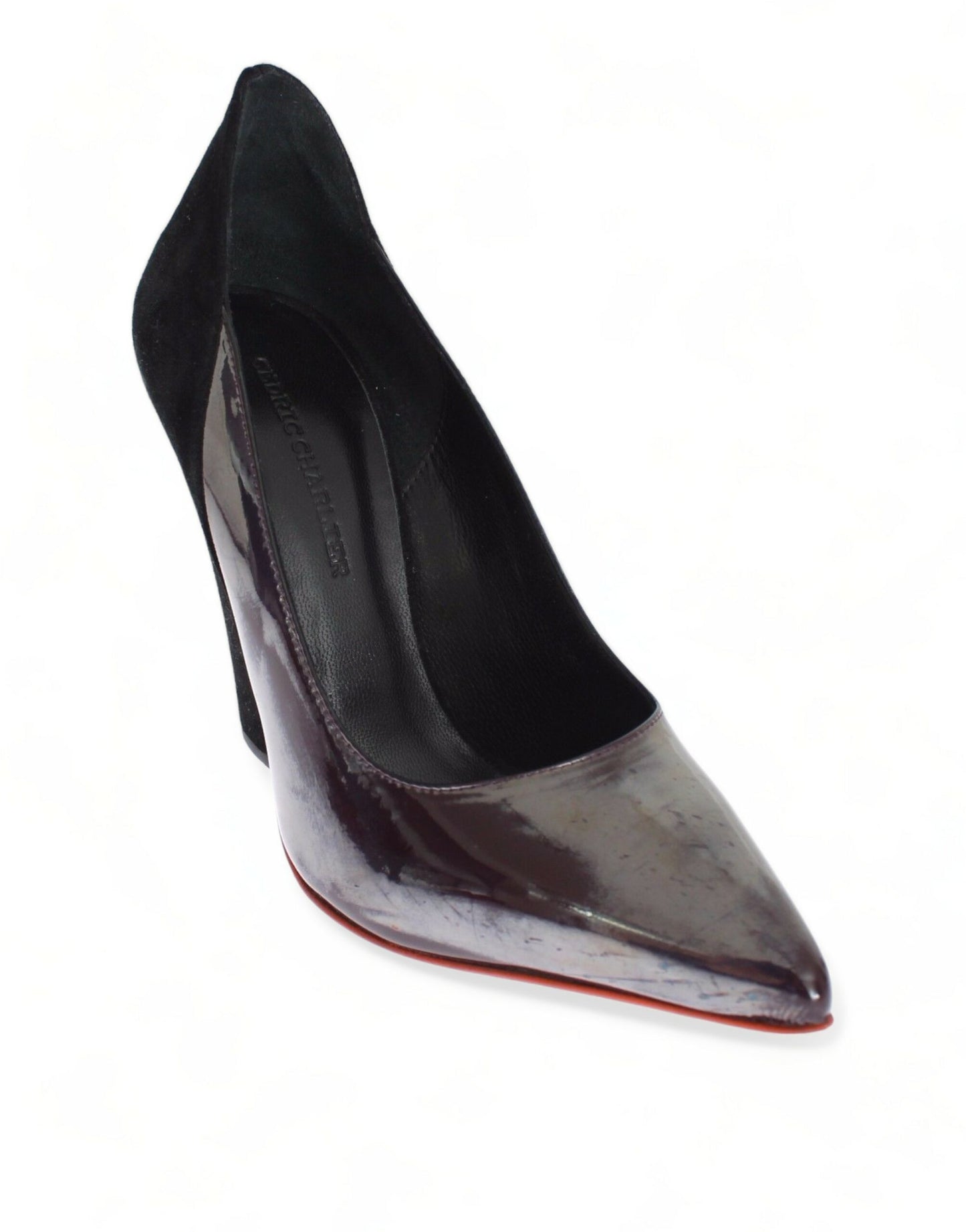 Gray Black Leather Suede Heels Pumps Shoes-Cédric Charlier-LabelTerrace.com