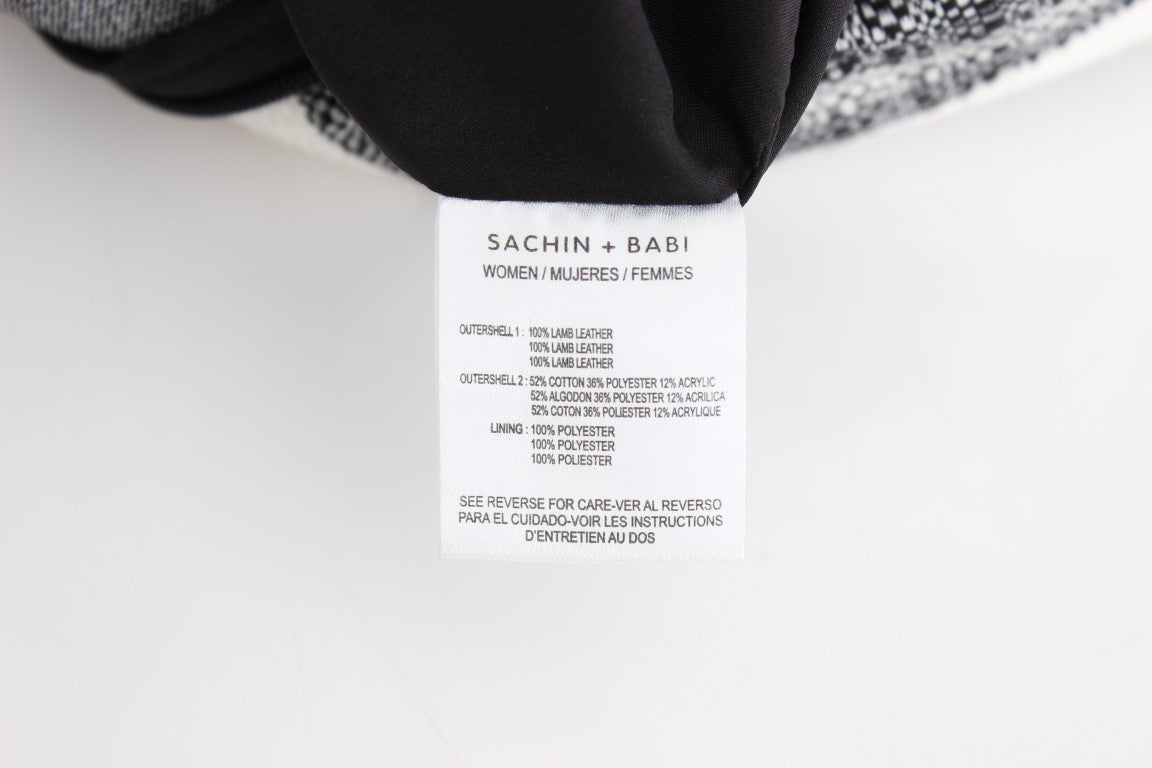 Gray Black Liza Leather Straight Pencil-Sachin & Babi-LabelTerrace.com